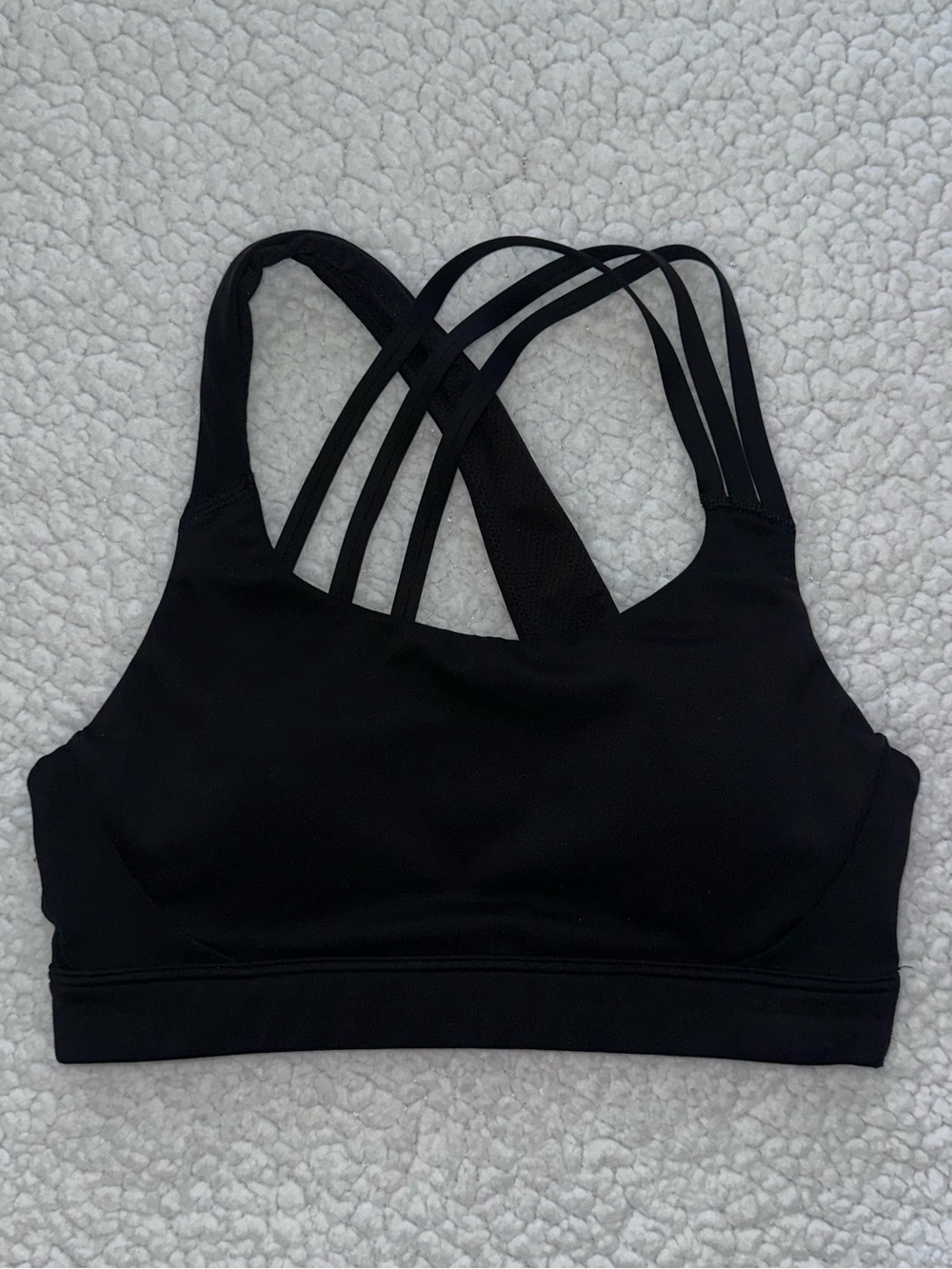 ATHLETA Train Free Sports Bra Black strappy racerback wicking breathable XS